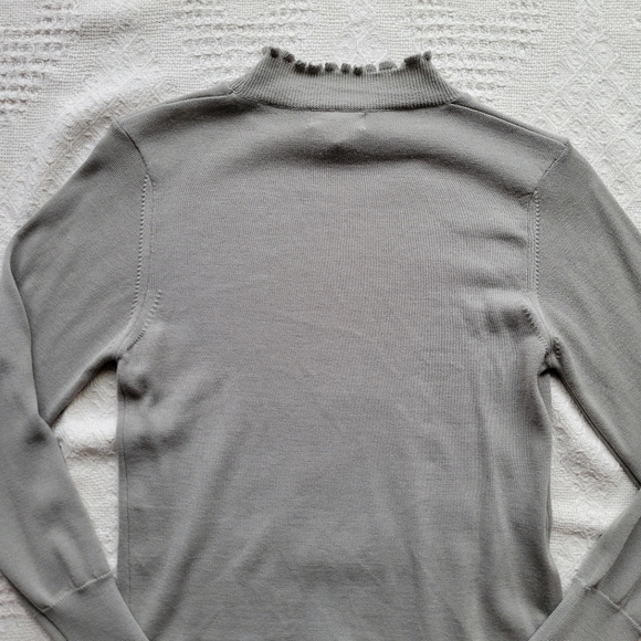 Casual Business Long-sleeve Mock Ruffled Turtleneck Wool Blend Soft Cozy Sweater - Picture 7 of 10